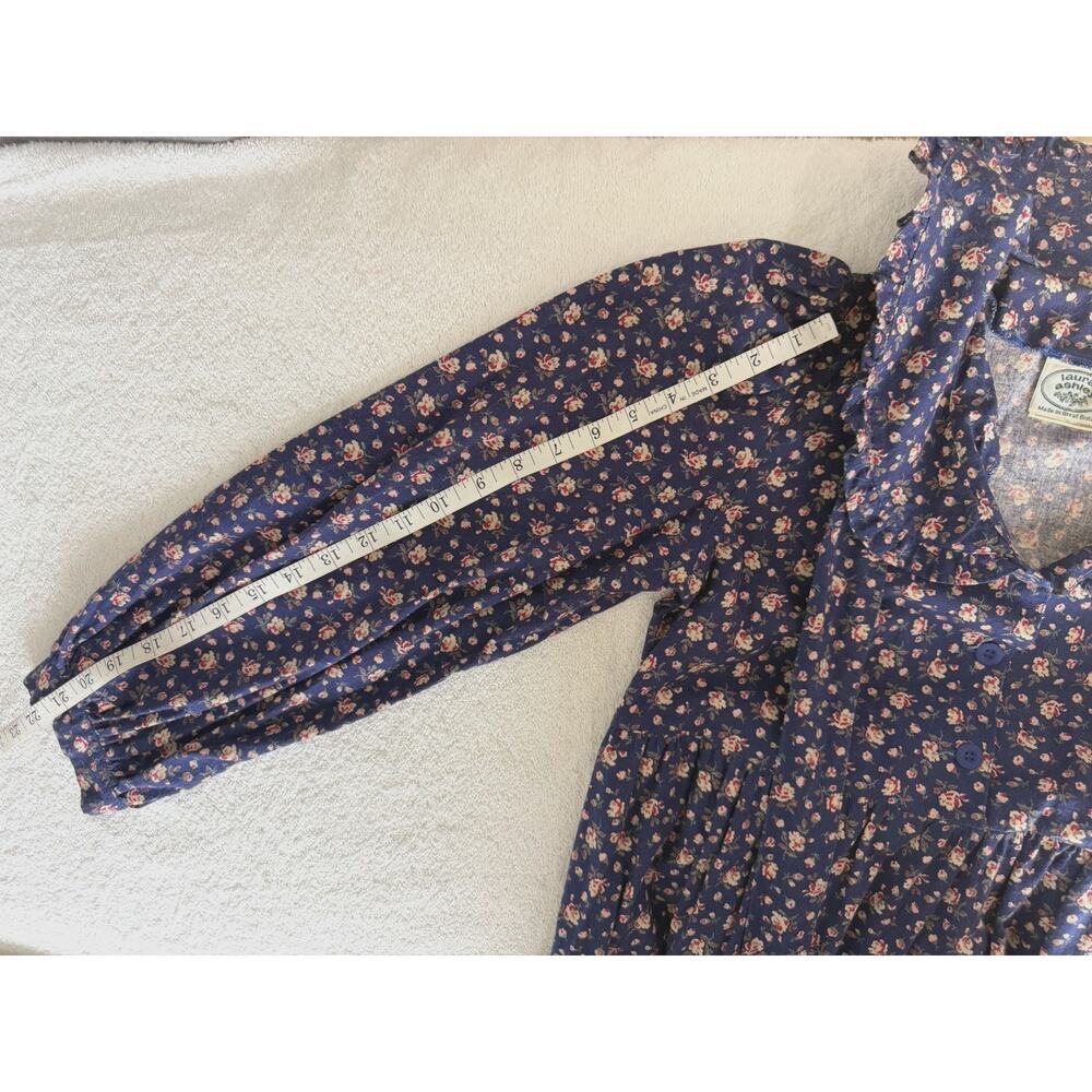 Laura Ashley Vintage bow ruffle collar prairie dress Cottage core Britain Sz-8 - Picture 9 of 15